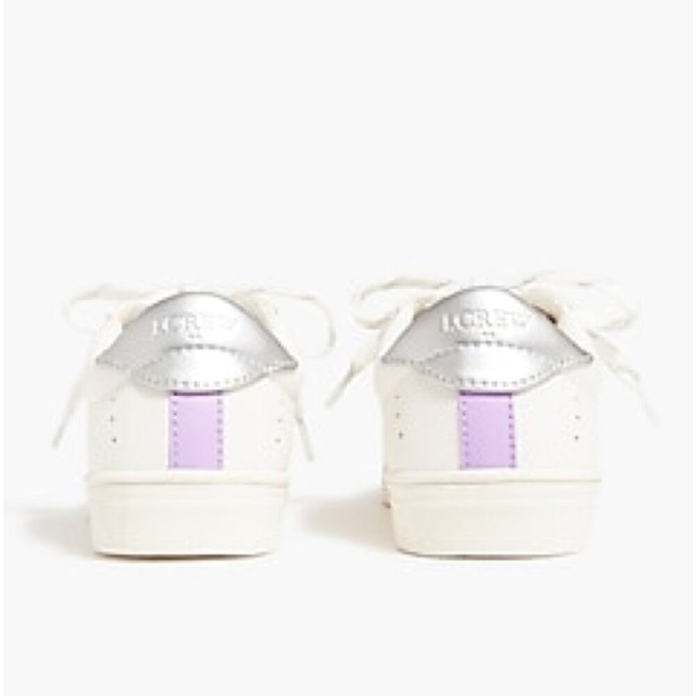 Crewcuts white lavender lace up sneakers